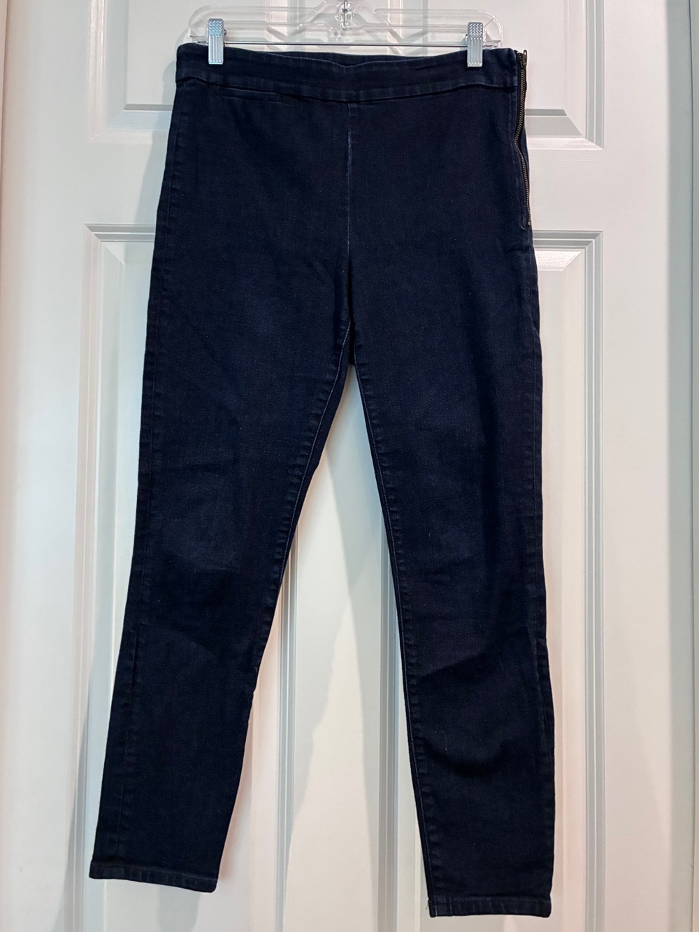 Stretch High-Rise Flat Front dark wash denim Jeans